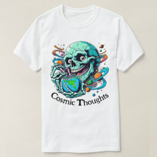 T-shirt Pensées cosmiques" Crâne et Terre vibrants