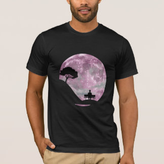 T-shirt Pensées nocturnes solitaires sous la lune rose cro