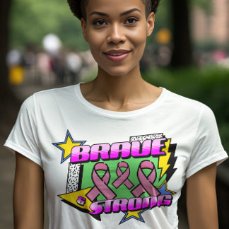 T-shirt Pensez au cancer rose (style rétro des années 90)