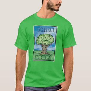T-shirt Pensez au cerveau vert