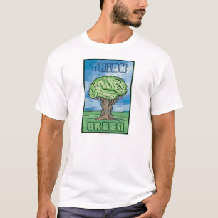 T-shirt Pensez au cerveau vert