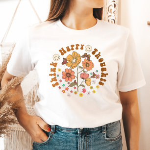 T-shirt Pensez Happy Thoughts Shirt Good Vibes Graphic Tee