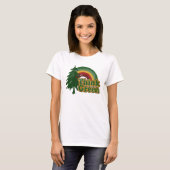 T-shirt Pensez l'arc-en-ciel vert et rétro et l'arbre (Devant entier)