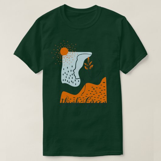 T-shirt Pensez Vert Paysage Abstrait avec silhouette femme (Design devant)