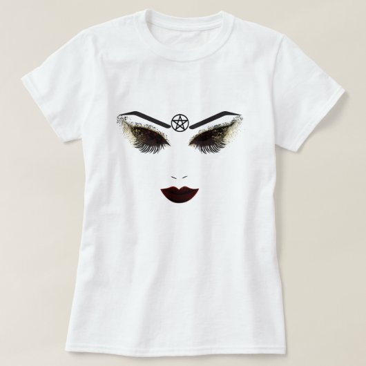 T-shirt Pentacle Beauté Visage Lashes & Lèvres foncées Maq (Design devant)