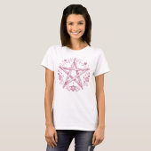 T-shirt Pentacle rose païen rustique (Devant entier)