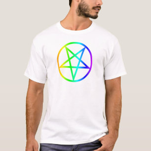 T-shirt Pentagone étoilé inversé d'arc-en-ciel