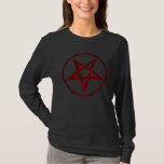 T-shirt Pentagram Red Devil<br><div class="desc">Pentagramme rouge,  inversé,  texturé en cercle,  sur arrière - plan noir. Symbole occulte 666</div>