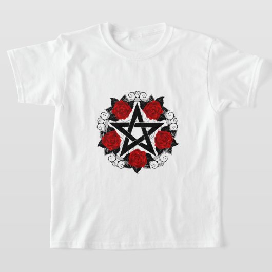 T-shirt Pentagramme aux roses rouges (Poser)