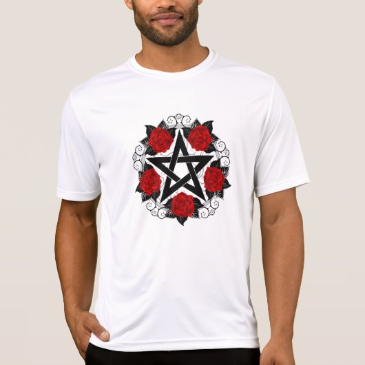 T-shirt Pentagramme aux roses rouges (Devant)