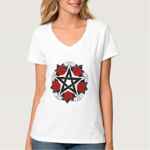 T-shirt Pentagramme aux roses rouges