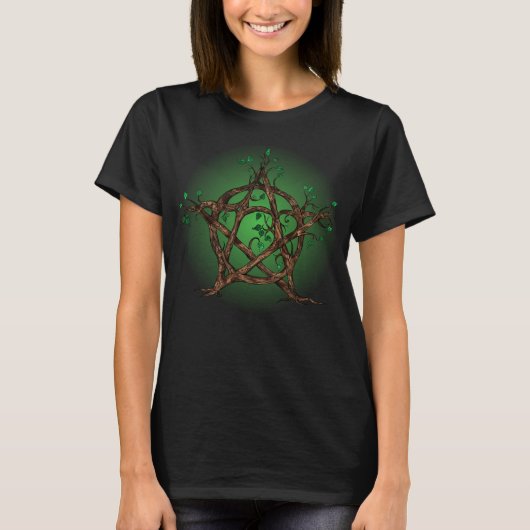 T-shirt Pentagramme d'arbre en vert (Devant)
