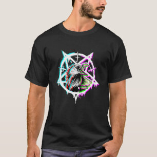 T-shirt Pentagramme de corbeau satanique Vaporwave Occulte