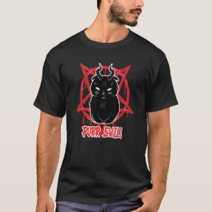 T-shirt Pentagramme déviale de chat noir Satanique Purr
