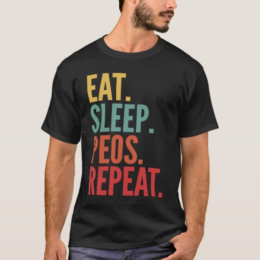 T-shirt Peos Crypto Manger Sleep Peos Répéter (Devant)