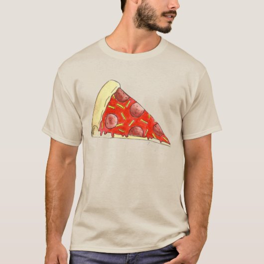 T-shirt Pepperoni Fromage Pizza Tee - shirt en tranches NY (Devant)