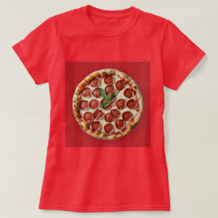 T-shirt Pepperoni Pizza Rouge T=Chemise