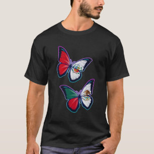 T-shirt Per㺠Et Mexique Biculturale Racines Butterfly Ver