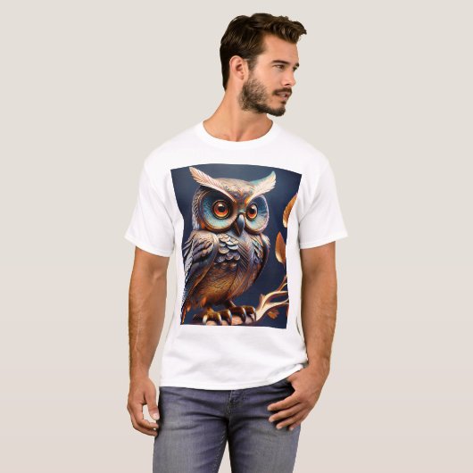 T-shirt Perched Wisdom — Handcrafted Metal Owl Wall Sculpt (Devant entier)
