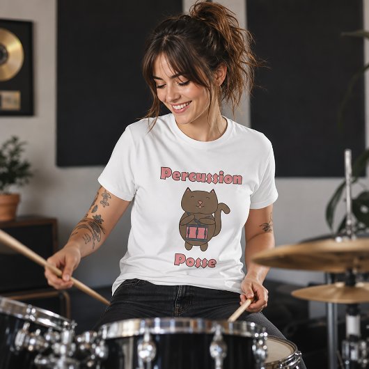 T-shirt Percussion Posse - Chat batteur mignon