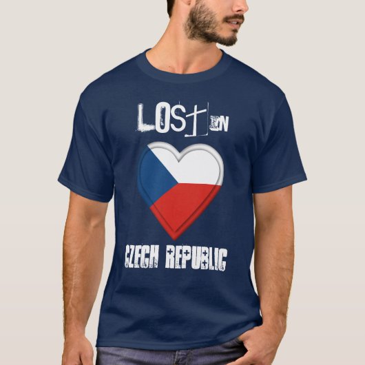 T-shirt Perdu au coeur de drapeau de République Tchèque (Devant)