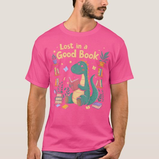 T-shirt Perdu Dans Un Bon Livre Dino Reader Cute Dinosaur (Devant)