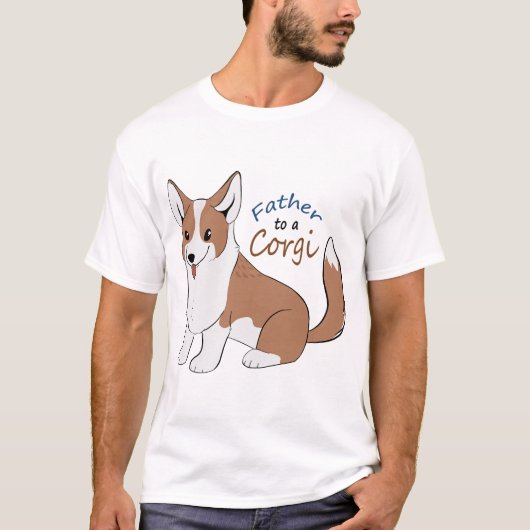 T-shirt Père à l'corgi rouge avec une queue (Devant)