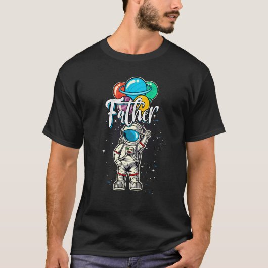 T-shirt Père Anniversaire Funky Astronaut Dans L'Espace (Devant)