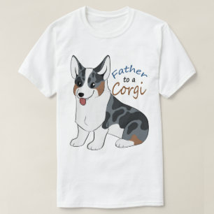 T-shirt Père au corgi d'un merle de bleu