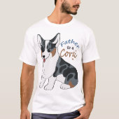 T-shirt Père au corgi d'un merle de bleu (Devant)