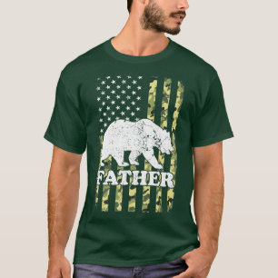 T-shirt Père Bear Camping Randonnée Camouflage USA America