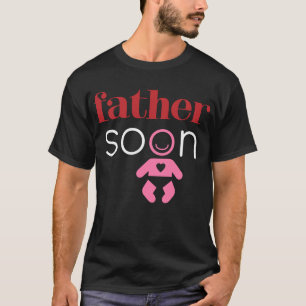 T-shirt Père Bientôt Bébé Fille Rouge Rose Blanc Funn