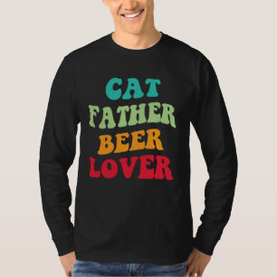 T-shirt Père Chat Bière Chaton Papa Bière Amour Chat Papa