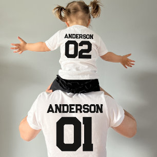T-shirt Père Enfant Fille Fille Sport Nom de l'équipe Corr