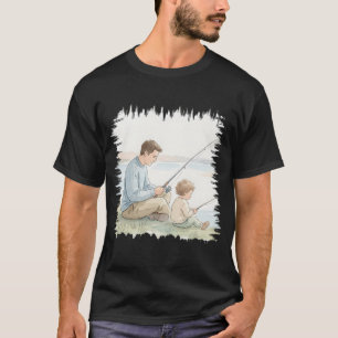 T-shirt Père enseignant à son fils la pêche Illustration d