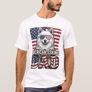 T-shirt Père Esquimau Américain Patriotique Vintage Chien