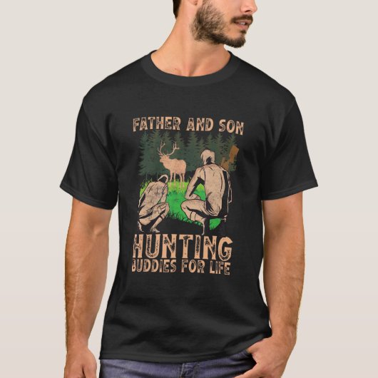 T-shirt Père Et Fils Chasse Buddies Pour La Vie Papa Chass (Devant)