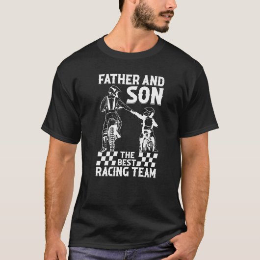 T-shirt Père Et Fils La Meilleure Équipe De Course Dirtbik (Devant)