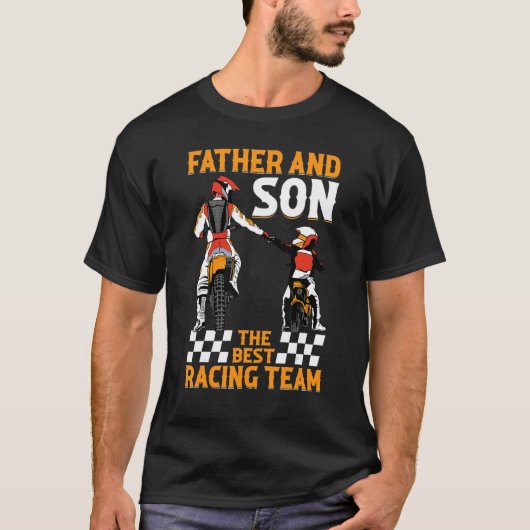 T-shirt Père Et Fils La Meilleure Équipe De Course Motocro (Devant)