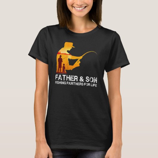 T-shirt Père Et Fils Partenaires De Pêche À Vie (Devant)