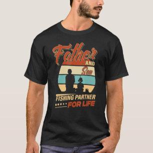 T-shirt Père et fils partenaires de pêche pour la vie rétr