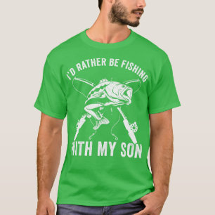 T-shirt Père et Fils Plutôt pêcher avec mon Fils Amusant