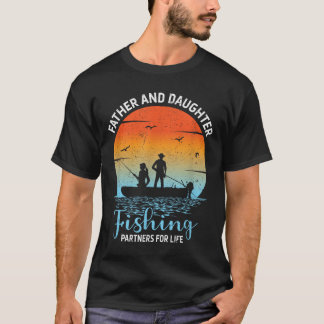 T-shirt Père Fille Partenaires de Pêche Mignon Papa Fille