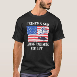 T-shirt Père Fils Partenaires De Pêche Pour La Vie Drapeau