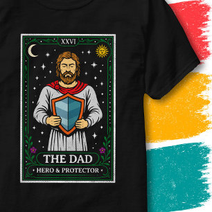 T-shirt Père Héros Bouclier Carte de Style Tarot Vintage P