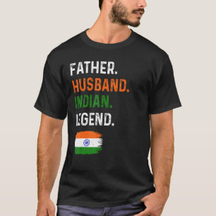 T-shirt Père Mari Légende indienne Fier Papa Inde Drapeau
