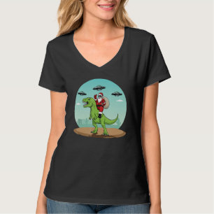 T-shirt Père Noël À cheval Sur Dinosaur Drôle Noël Garçons
