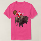 T-shirt Père Noël À cheval Sur Un Bison (Design devant)