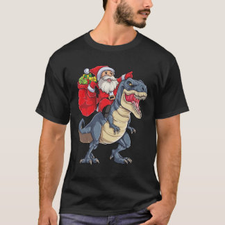 T-shirt Père Noël à cheval sur un dinosaure à propos des c