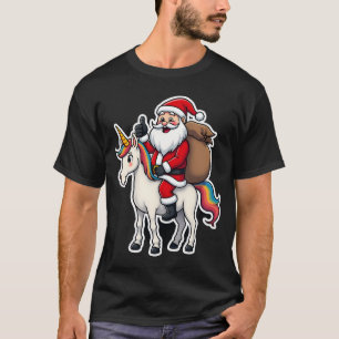 T-shirt Père Noël à cheval sur une licorne - Filles de Noë